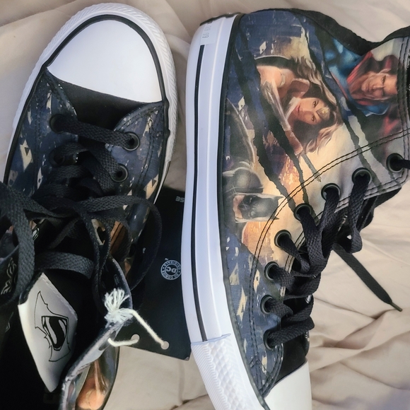 Converse Black and Blue Superhero High-Top Sneakers For Men Or Women! - Picture 2 of 6